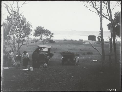 People having a picnic above the shoreline, Bathurst Island, Northern Territory