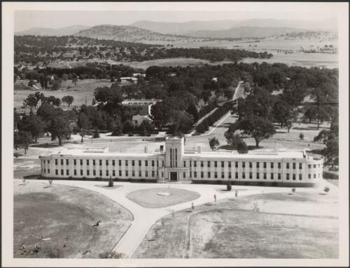 Collection of early aerial views of Canberra buildings and aviation at RAAF Base Fairbairn, c. 1939 [picture]