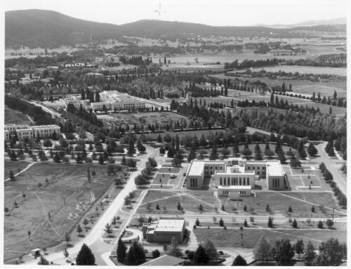[Photograph of public buildings in Parkes, then known as Telopea, Canberra, A.C.T., c. 1938] [picture]