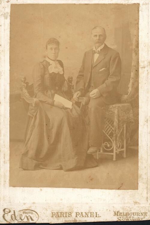 Portrait of Sarah and Samuel Shumack of 'Springvale', Weetangera, 1901 [picture] / Eden Photo Studios