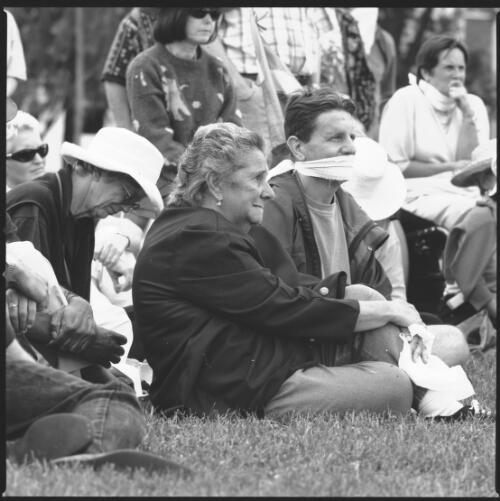 Marie Melito from Sydney sitting with the protesters, 15th December 2001 [picture] / Loui Seselja