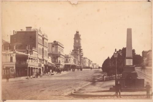 [Street scene with monument, Ballarat] [picture]
