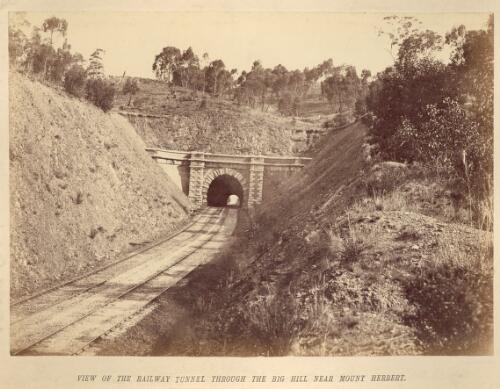 View of the railway tunnel through the big hill near Mount Herbert [Victoria] [picture] / N. J. Caire