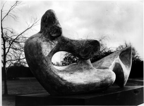 Collection of photographs of Henry Moore's sculpture "Two piece reclining figure no. 9", 1970 [picture] / National Capital Development Commission