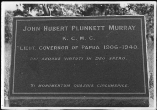 [Headstone of John Hubert Plunkett Murray, K.C.M.C., Lieut. Governor of Papua, 1906-1940, Port Moresby, Papua New Guinea] [picture]