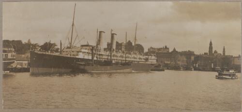Ship moored at Circular Quay, Sydney, 1912 [picture] / J.P. Campbell