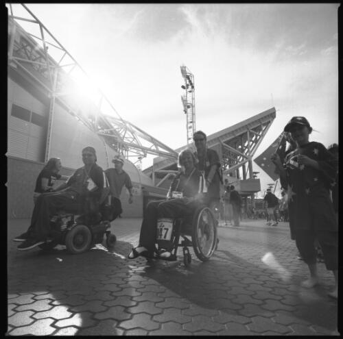 [Boccia competitors outside Olympic Stadium, Sydney 2000 Paralympic Games, 22 October 2000] [picture] / Louis Seselja