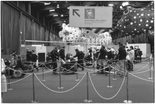 Members of the Australian team going through the accreditation hall, Sydney 2000 Paralympic Games, 14 October 2000 [picture] / Jim Nomarhas