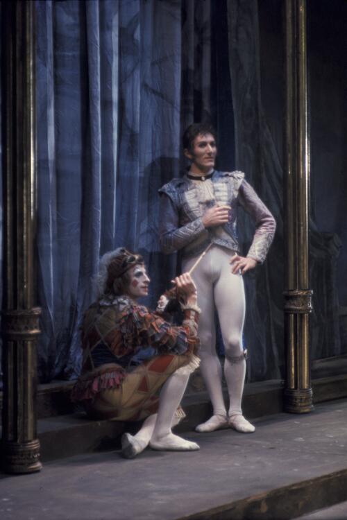 Kelvin Coe (standing) and Alan Alder in the Australian Ballet production of 'Cinderella', Melbourne, Palais Theatre, 1973 [transparency] / Walter Stringer