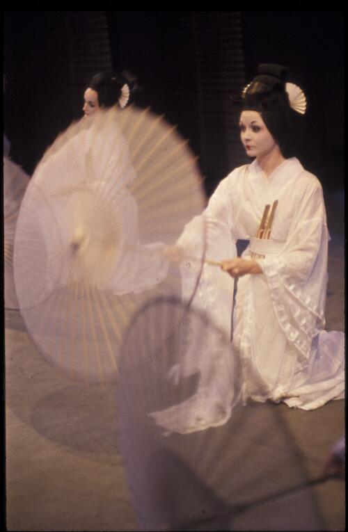 Anne Fraser in a scene from the Australian Ballet production of Yugen, 1965 [transparency] / Walter Stringer