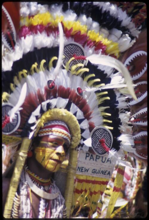 Mekeo dancers from Papua New Guinea, Melbourne, 1973, [2] [transparency] / Walter Stringer