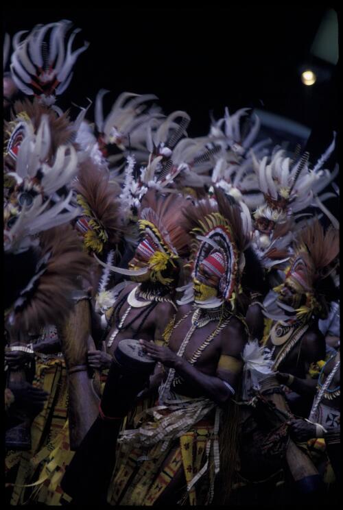 Mekeo dancers from Papua New Guinea, Melbourne, 1973, [4] [transparency] / Walter Stringer