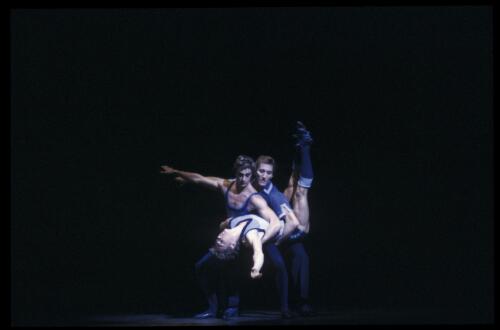 David Palmer (in front), David Burch and Kelvin Coe in Beyond Twelve, the Australian Ballet, 1980 [1] [transparency] / Walter Stringer