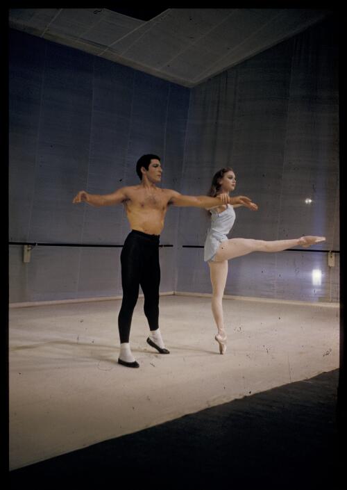 Allegra Kent and Francisco Moncion in Jerome Robbins' Afternoon of a Faun, New York City Ballet, Her Majesty's Theatre, Melbourne 1958 [1] [transparency] / Walter Stringer