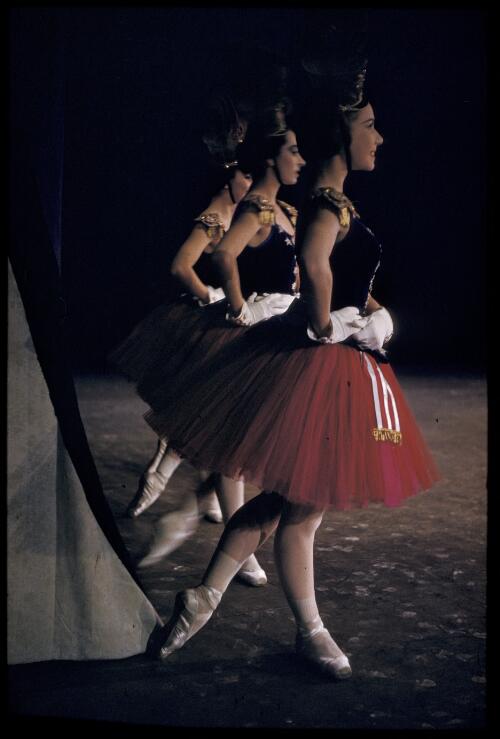 Artists of New York City Ballet in George Balanchine's Stars and Stripes, Her Majesty's Theatre, Melbourne 1958 [1] [transparency] / Walter Stringer