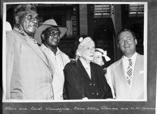 Albert Namatjira with Keith Namatjira, W.M. Leonard and Dame Mary Gilmore [picture]