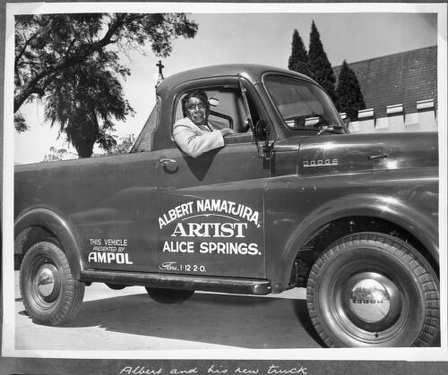 Albert Namatjira in his new truck presented by Ampol [picture]