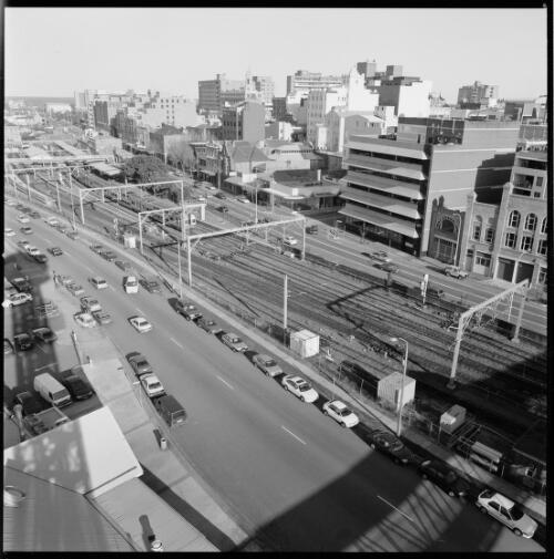[View from tower over railway and city, Newcastle, New South Wales] [picture] / [Loui Seselja]