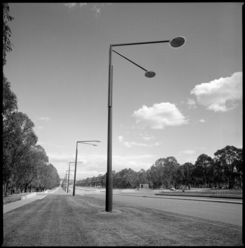 Anzac Parade, Canberra, showing award winning street lighting, 2002 [picture] / Damian McDonald