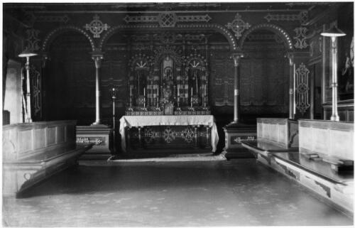 [Interior view of the Old Chapel showing the altar, New Norcia, Western Australia, ca. 1940] [picture] / Frank Leyden