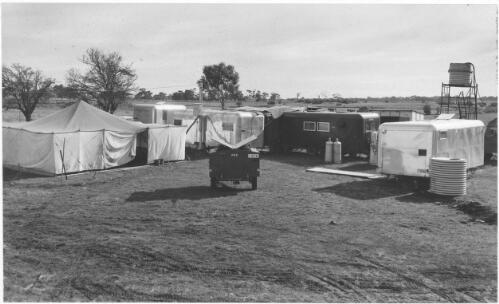 Aluminium sheathed caravans used by field staff during installation of coaxial cable, New South Wales, 1961, 1 [picture]