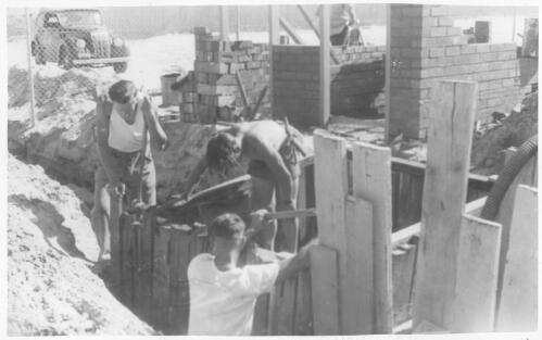 View of several construction workers working on the amenities building, seaboard terminal, Birkenhead, South Australia, 1948 [picture]