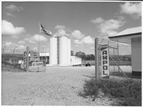 View of the Woombye/Nambour depot showing the entrance, tank farm, depot yard and section office, Queensland, 11 April, 1961 [picture]