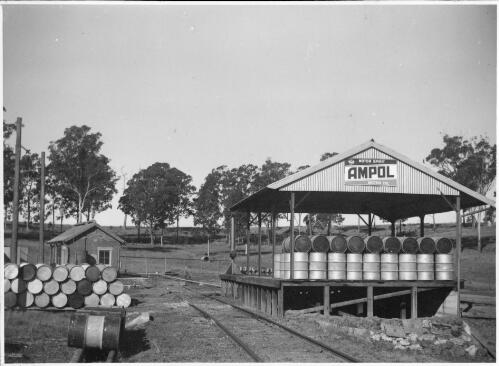 View of the loading platform and rail siding at the Grafton depot, July, 1947 [picture]