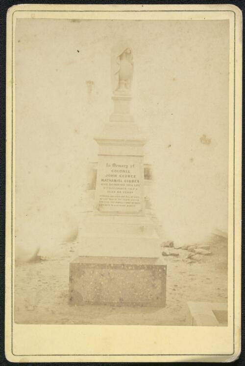 Monument to Colonel John George Nathaniel Gibbes (1787-1873) in St. John's Churchyard, Canberra, [Australian Capital Territory], ca. 1882 [picture]