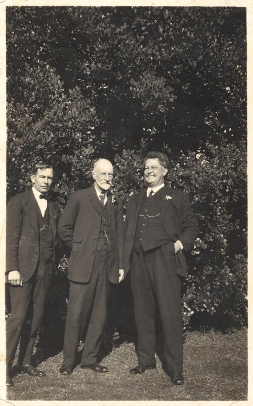 Photograph of Neville Cayley, Archibald Campbell and Sidney Jackson, 22 May, 1921[1] [picture]/ H. L. White