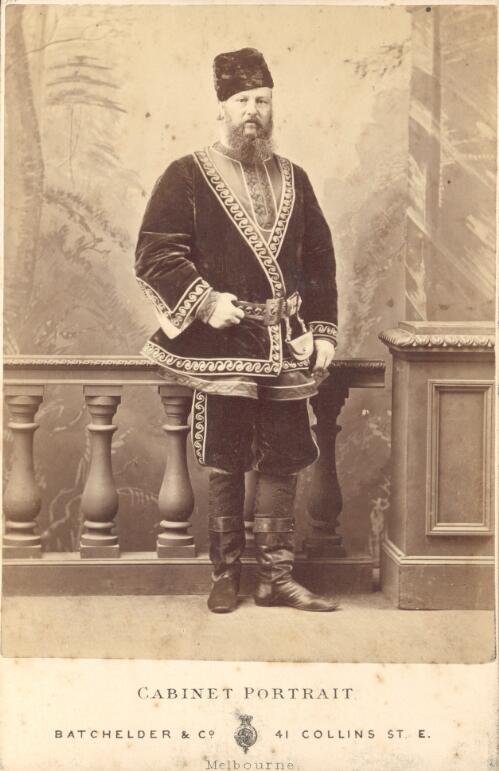 Portrait of John Mackenzie of Melbourne in fancy dress as a Russian noble [picture] / Batchelder & Co