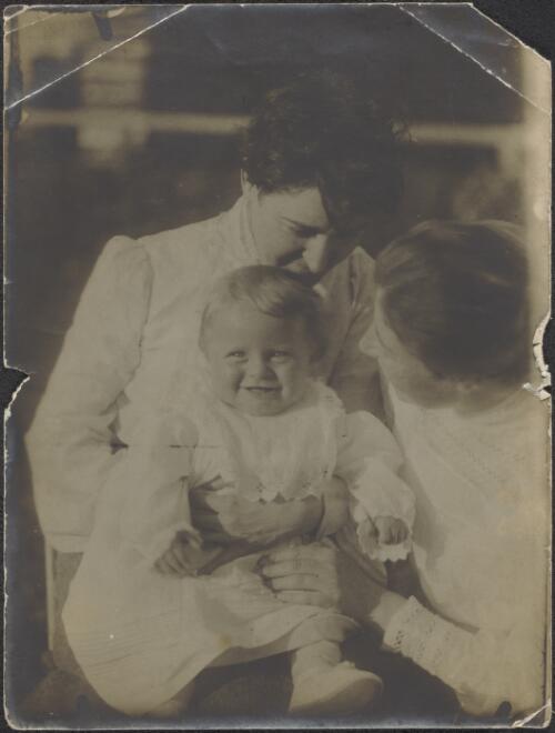 Henry Handel Richardson, her sister Lilian, and nephew Walter Neustatter aged eight months, England, 1909