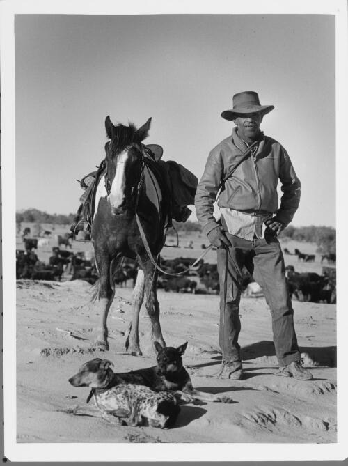 Cecil Mummins, herdsman with Len Cant, Birdsville Track, 1963 [picture] / Jeff Carter