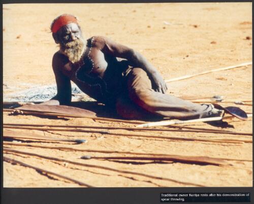 Traditional owner Kuniya rests after his demonstration of spear throwing [picture] / prepared by Media and Communications, Department of Aboriginal Affairs