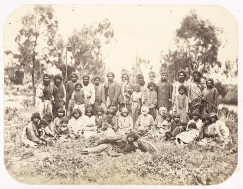 Aboriginal Australian families on Momba Station, New South Wales, ca. 1875, 2 [picture]/ Frederic Bonney
