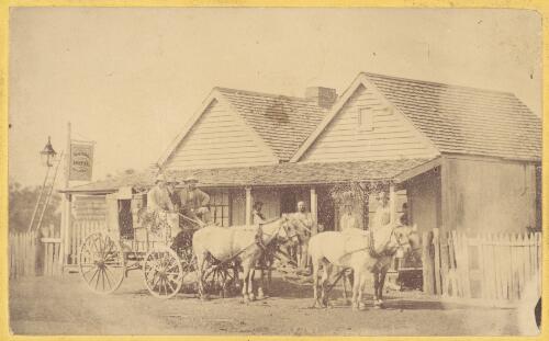 Cobb and Co. coach at W.H. Collis' Royal Hotel at Curraweena, near Bourke New South Wales, ca.1882 [picture]