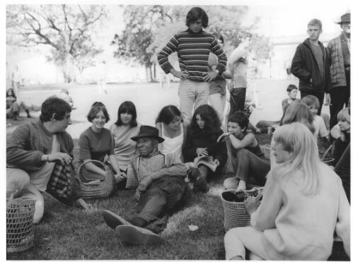 Cheerful group, The Domain, Sydney, 1967 [picture] / Raymond de Berquelle