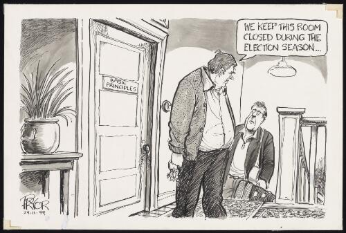 We keep this door closed during the election season, 1999 / Pryor