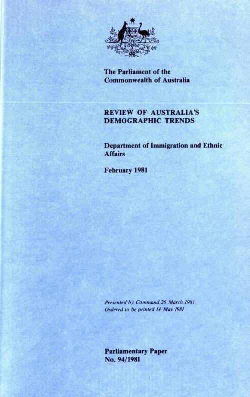 Review of Australia's demographic trends, February 1981