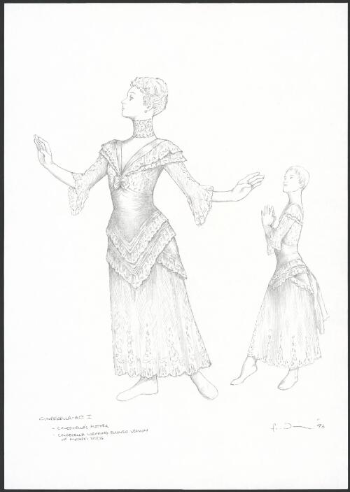 Costume design of Cinderella's mother and Cinderella in Cinderella Act I, the Australian Ballet, 1996 [picture] / Kristian Fredrikson