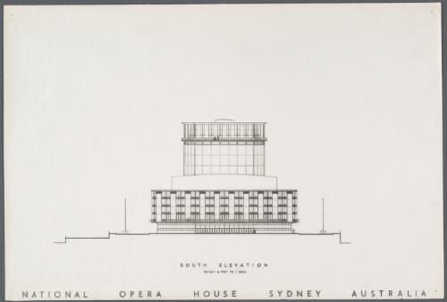 National Opera House, Sydney, Australia, South elevation [picture] / [by Molnar with Stephenson and Turner]