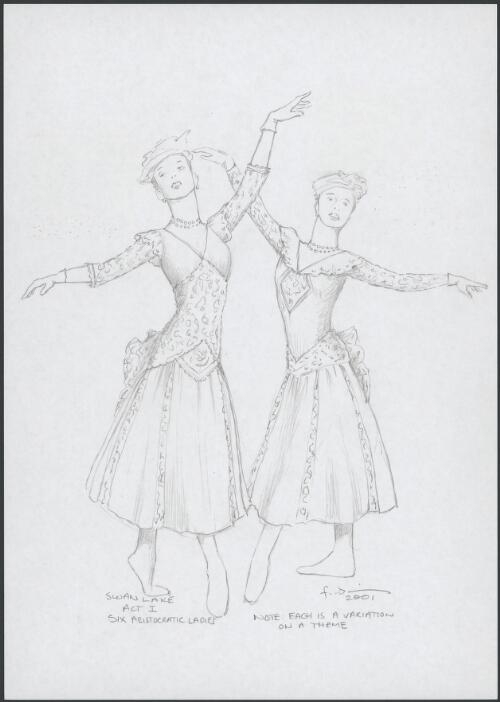 Study for six aristocratic ladies costumes, in Swan Lake, Act I, 2001 [picture] / Kristian Fredrikson