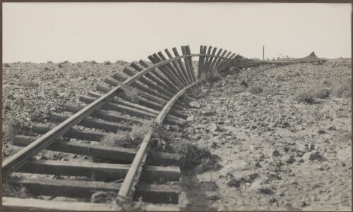 Twisted railway line near Hamilton River, 1939, 1 [picture] / Clarence Bernhardt