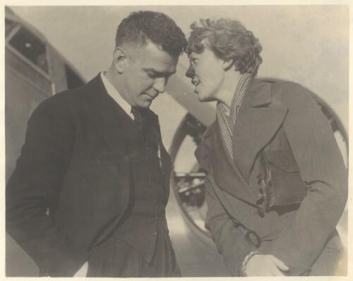 Charles Ulm and Amelia Earhart, Oakland Aerodrome, California, United States, 3 December 1934 [picture]