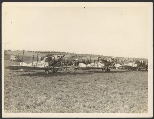 Three Bristol fighter biplanes at Auckland Aerodrome, September 1928 [picture] / Auckland Star