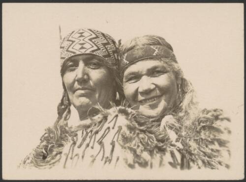 Portrait of guide Bella and another Maori woman in costume at Rotorua, New Zealand, September 1928 [picture]