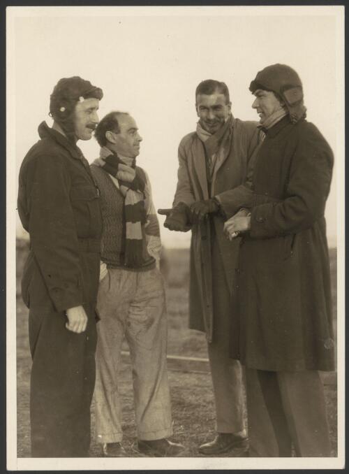 Faith in Australia crew talking to Mr Allsop, from the Vacuum Oil Company at Richmond, New South Wales, 1933, [1] [picture]