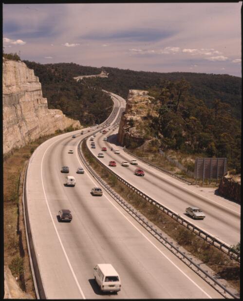 Cars on Sydney to Newcastle freeway 1989 [transparency] / Robin Smith