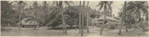 Panoramic view of "Ocobada", L.M.S. Mission Station, and house of Rev. W. J. V. Saville and Eric M. Saville, Mailu Island, Papua, 1933 [picture]