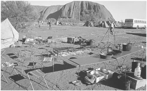 Camping site at the base of Uluru, Northern Territory, ca. 1970 [picture] / Jeff Carter